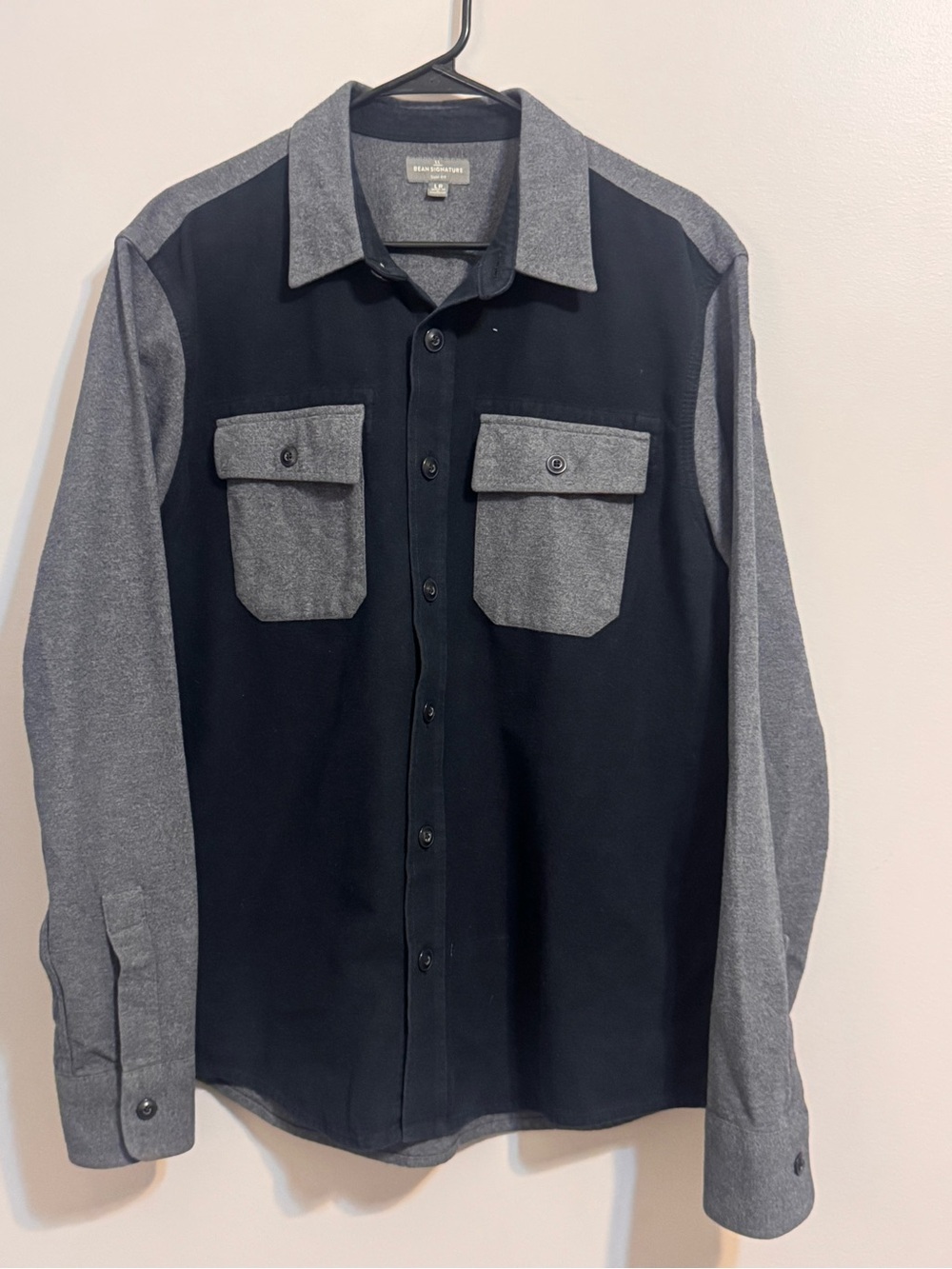 L.L.Bean Signature Men's Large Slim Fit Colorblock Chamois Shirt